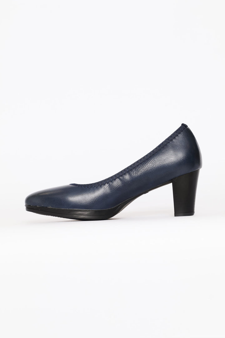Modern Court Heel - Navy