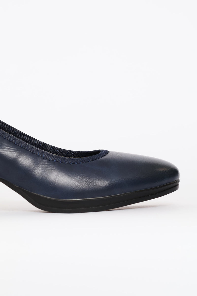 Modern Court Heel - Navy