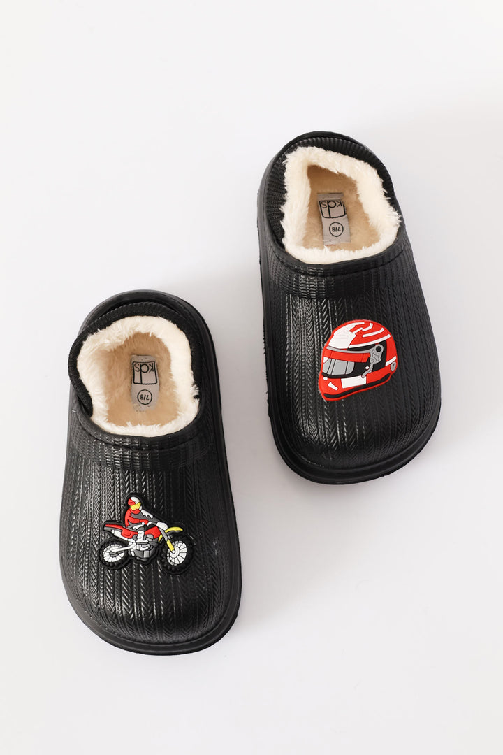 Pre-Boys Bike Moulded Slipper - Black