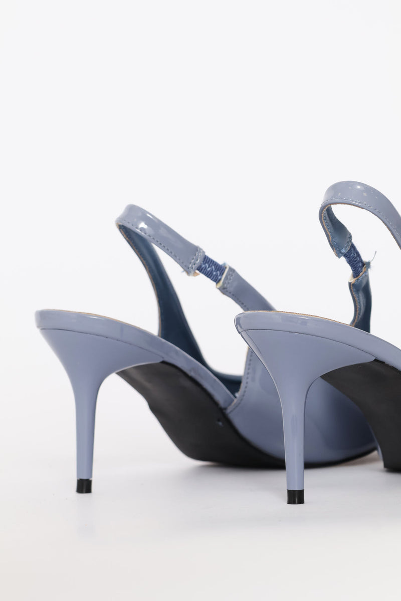 V-Cut Slingback Kitten Heel - Duck Egg