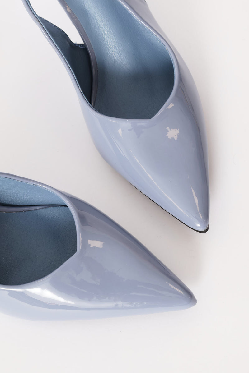 V-Cut Slingback Kitten Heel - Duck Egg