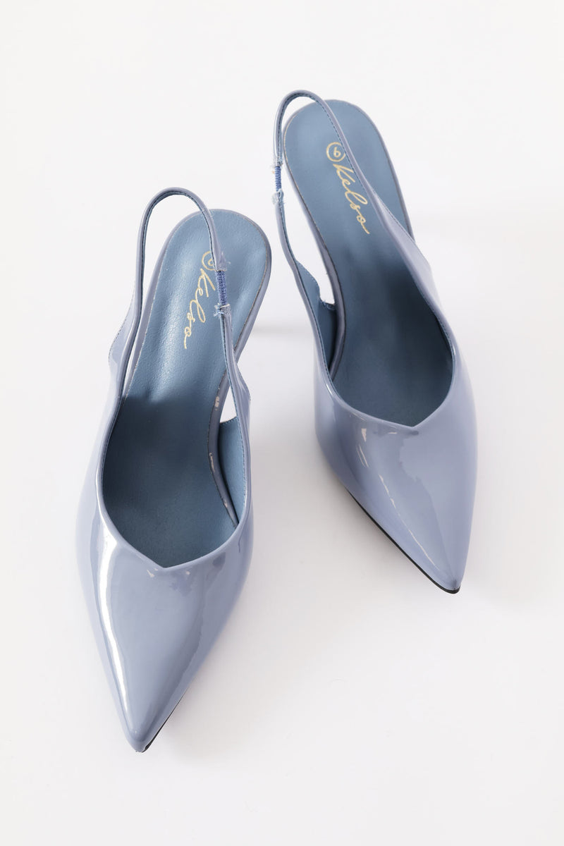 V-Cut Slingback Kitten Heel - Duck Egg