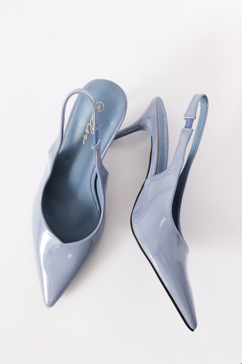 V-Cut Slingback Kitten Heel - Duck Egg