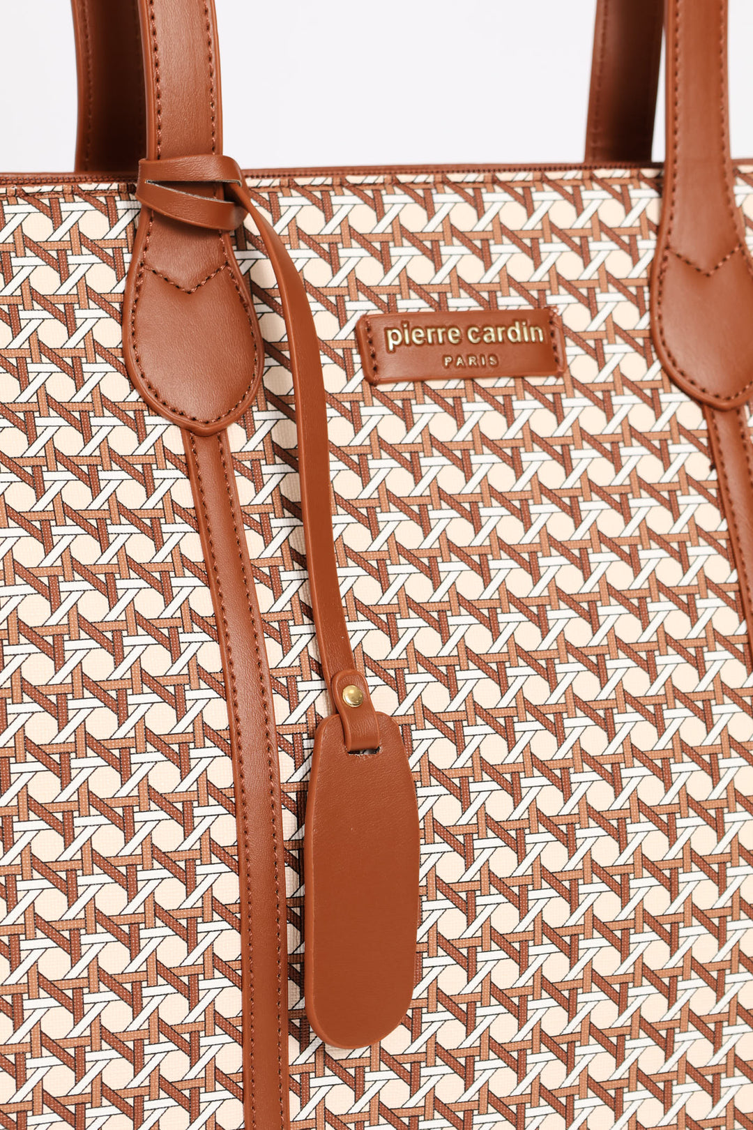 Zoe Printed Geometric Tote Bag - Tan