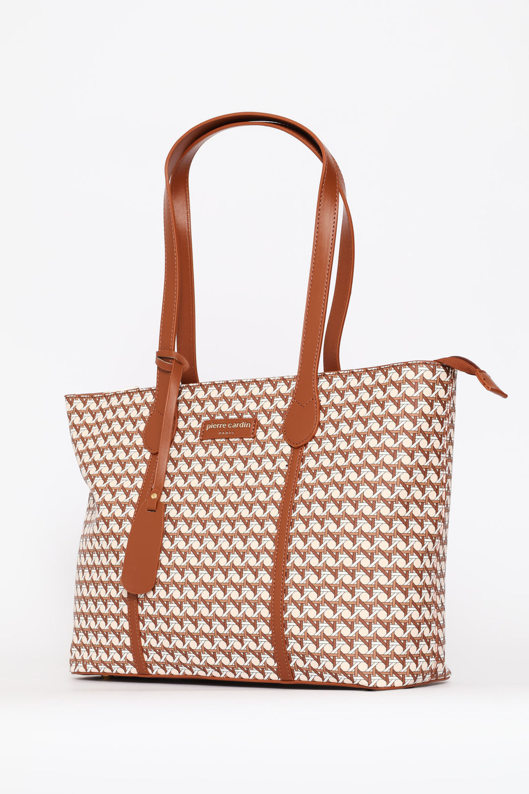 Zoe Printed Geometric Tote Bag - Tan