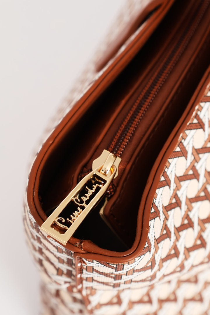 Zoe Printed Geometric Tote Bag - Tan