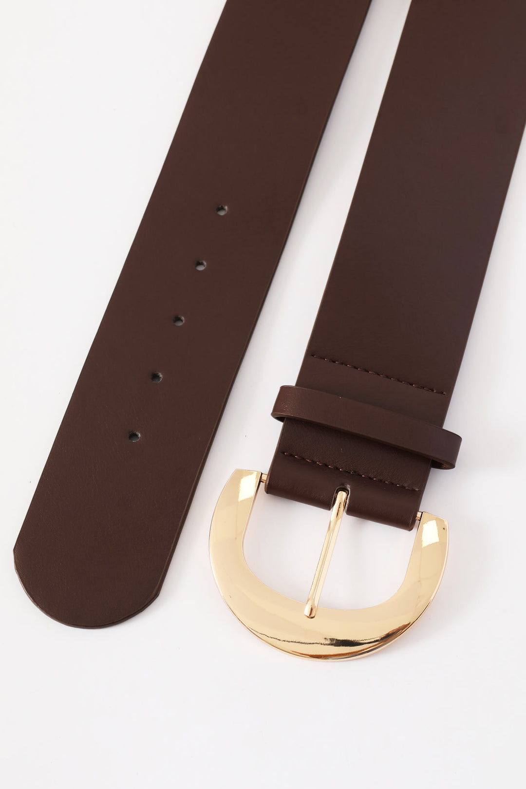 Gold Buckle 6Cm Wide Belt - Chocolate