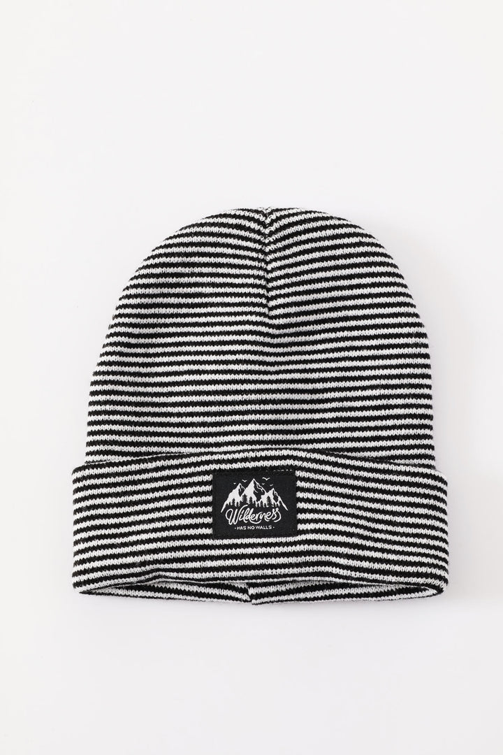 Boys Stripe Beanie - White/Black