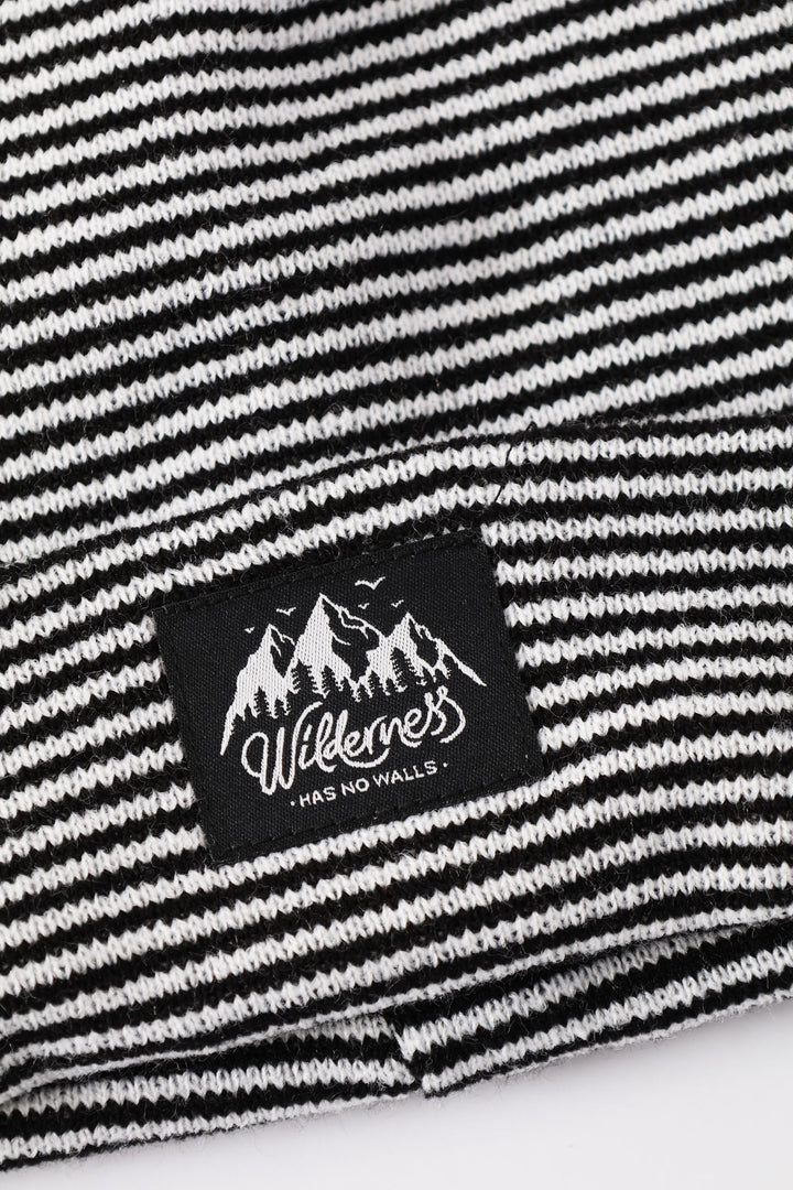 Boys Stripe Beanie - White/Black