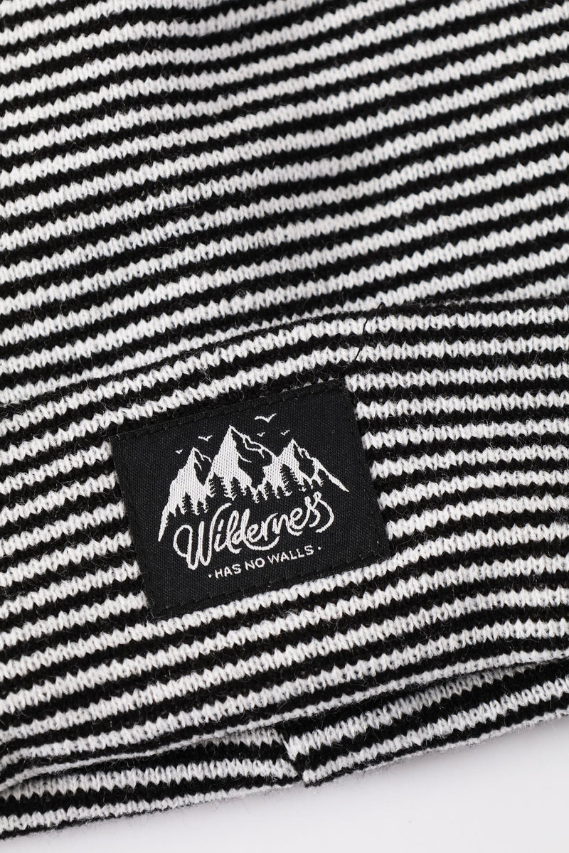Boys Stripe Beanie - White/Black