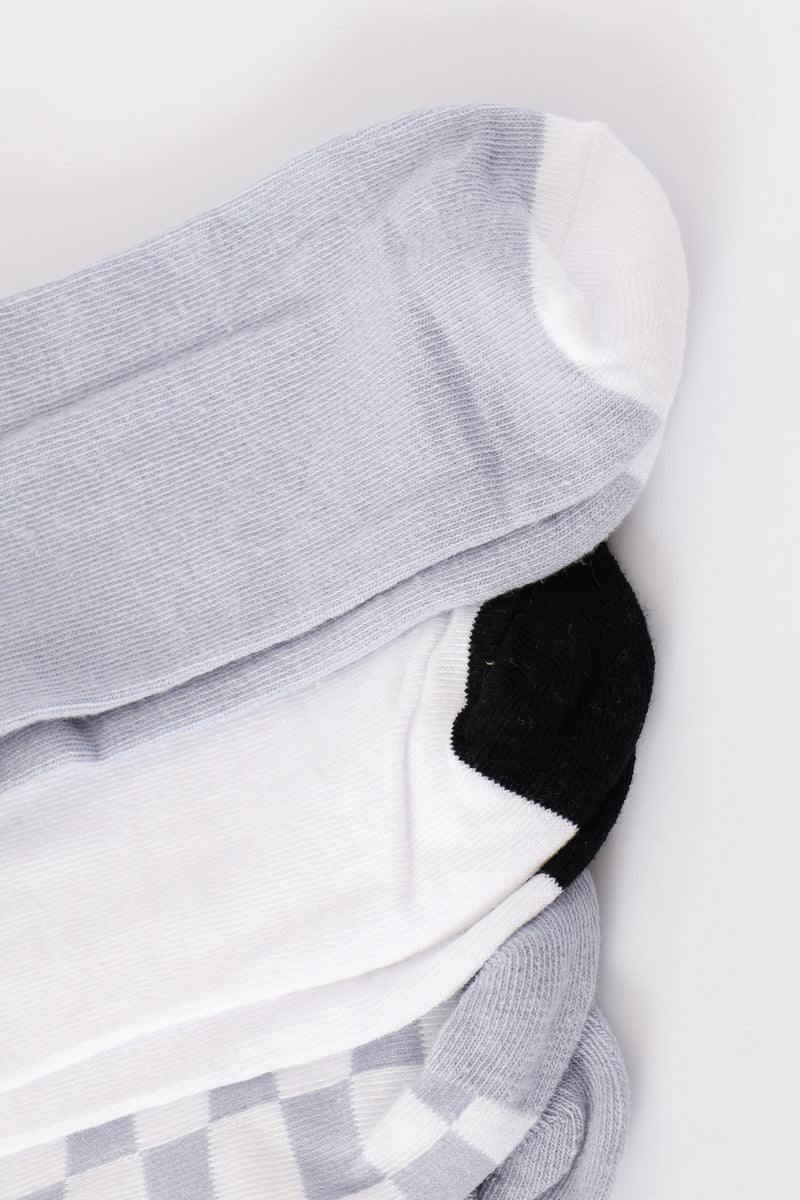 5 Pack Cherry Check Crew Fashion Socks - White/Blue