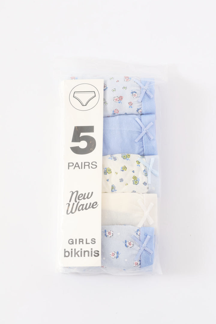 Girls 5 Pack Floral Panties - Blue