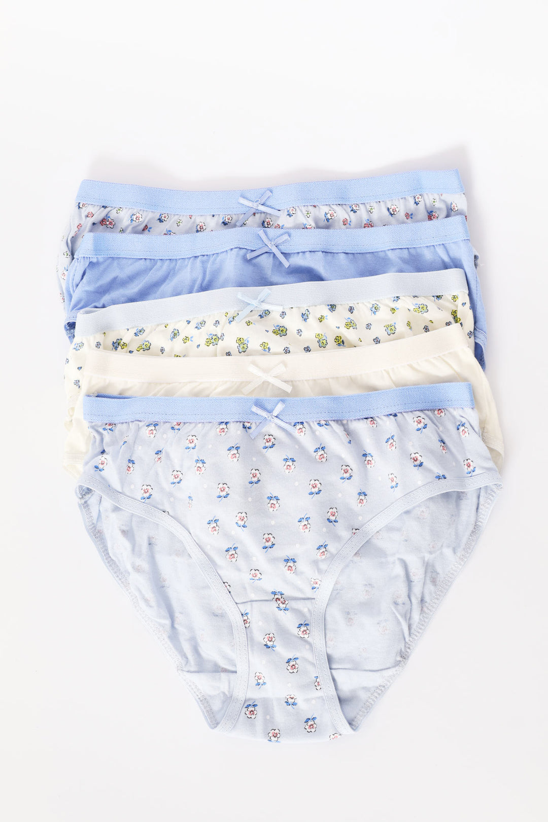 Girls 5 Pack Floral Panties - Blue