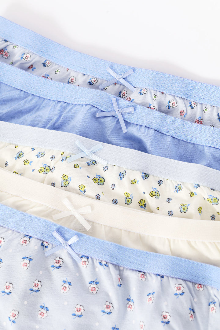 Girls 5 Pack Floral Panties - Blue