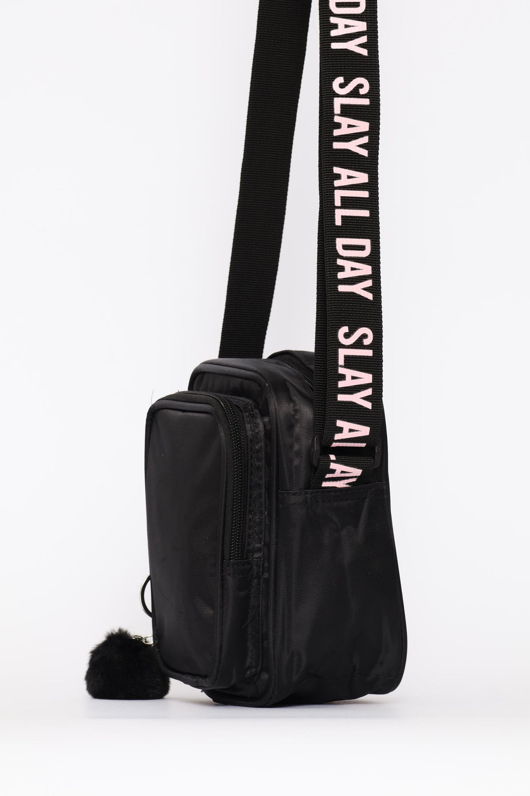 Girls Nylon Sling Bag - Black