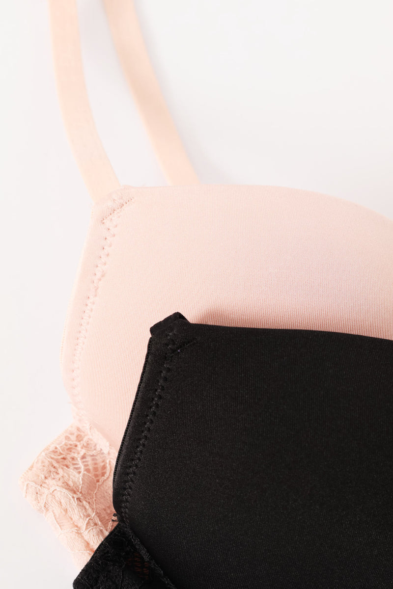 2 Pack Galloon Lace Double Push-Up Bra - Multi