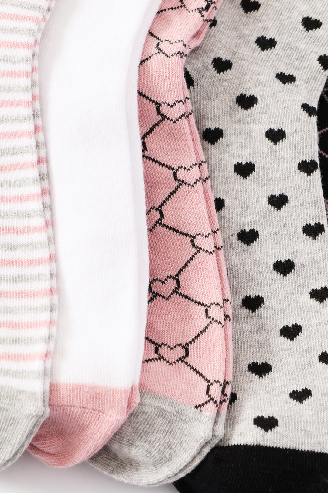 Girls 5 Pack Hearts & Spots Anklet Socks - Black