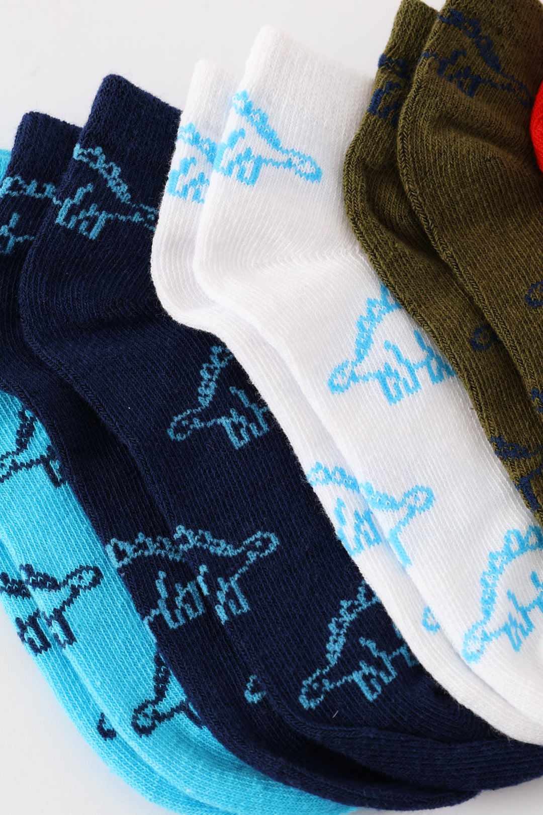 Pre-Boys 5 Pack Dinosaur Print Low Cut Socks - Multi
