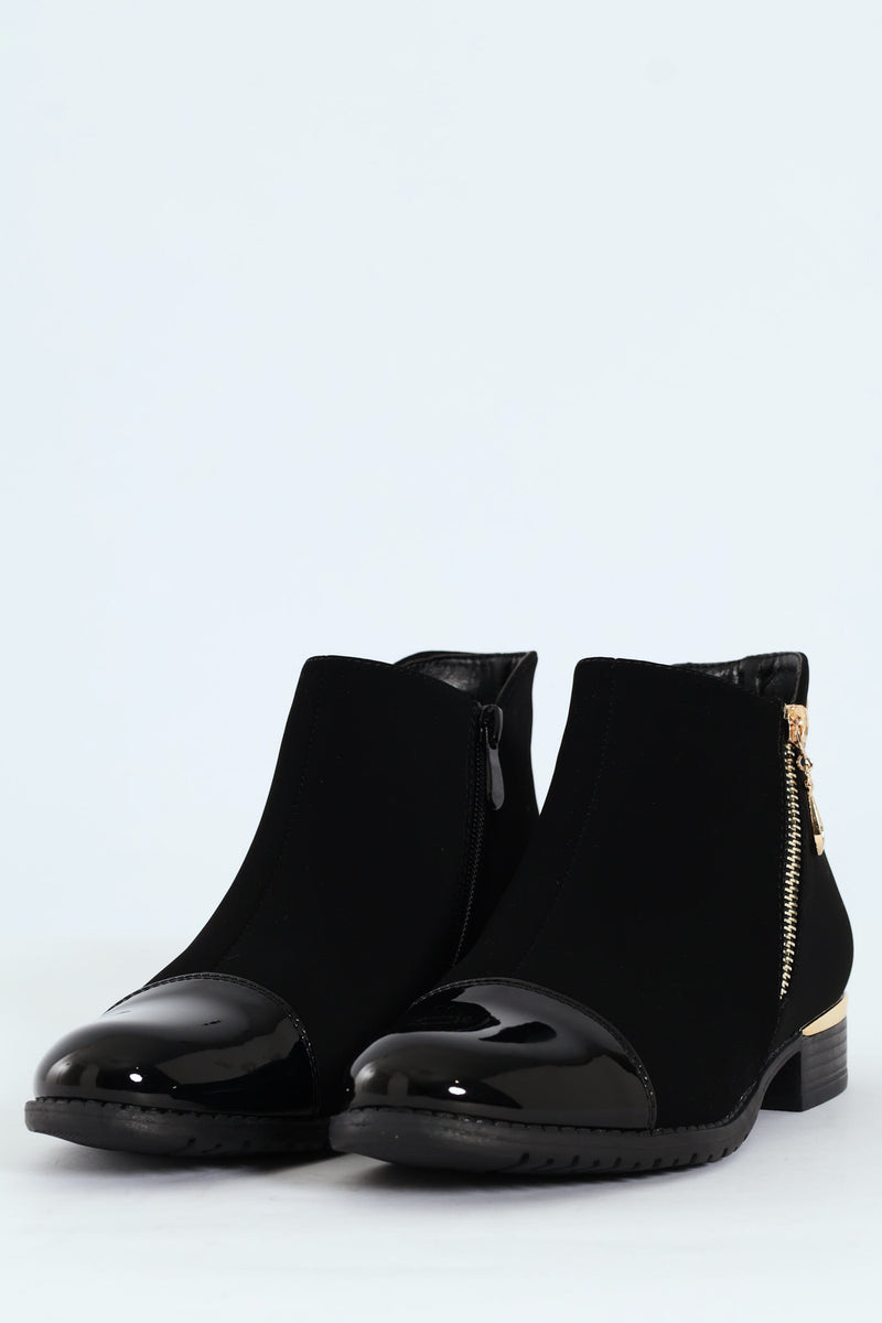 Hadar 1 Round Toe Zip Chelsea Boot - Black