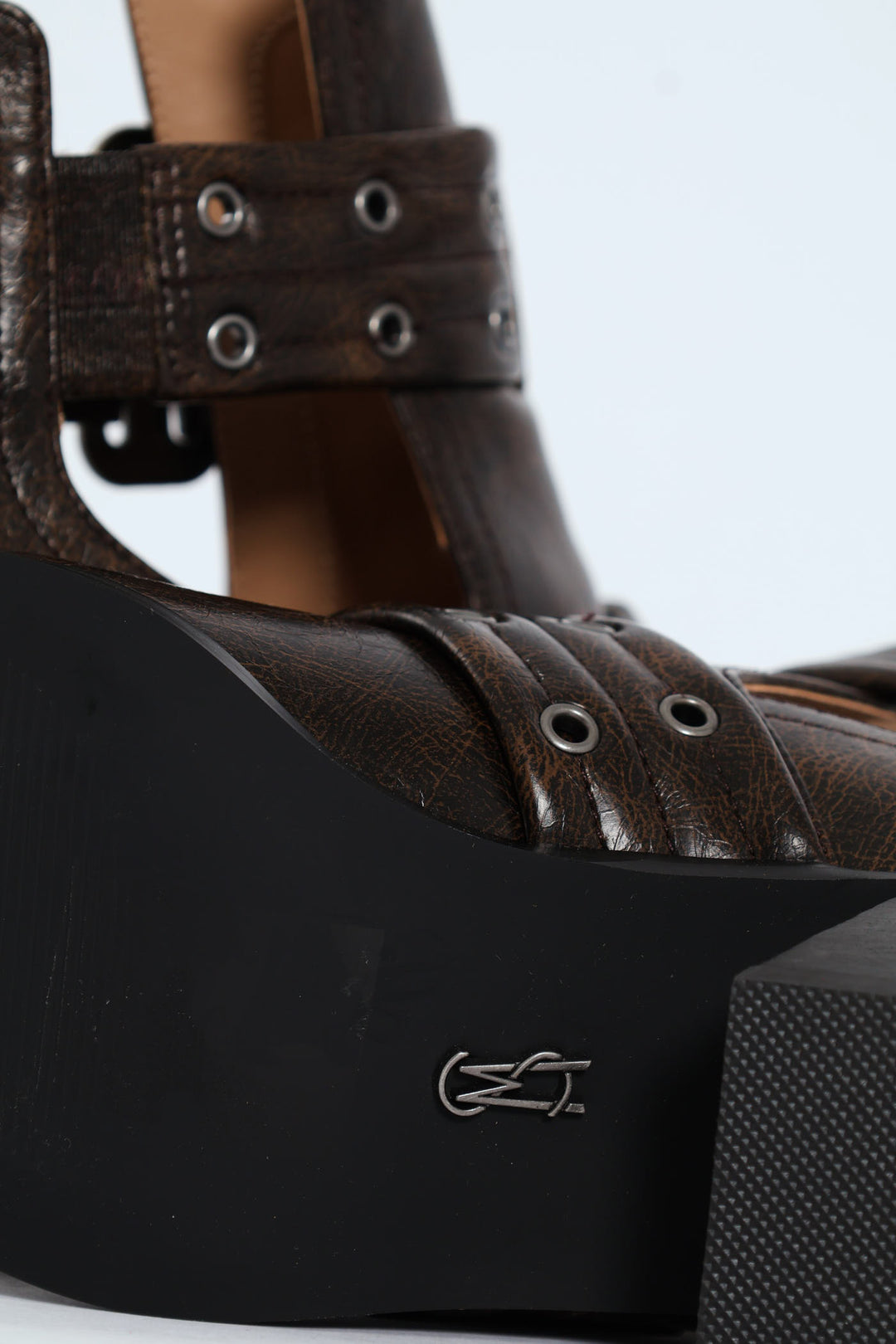 Giustine Pointed Toe Double Buckle Heeled Boot - Brown