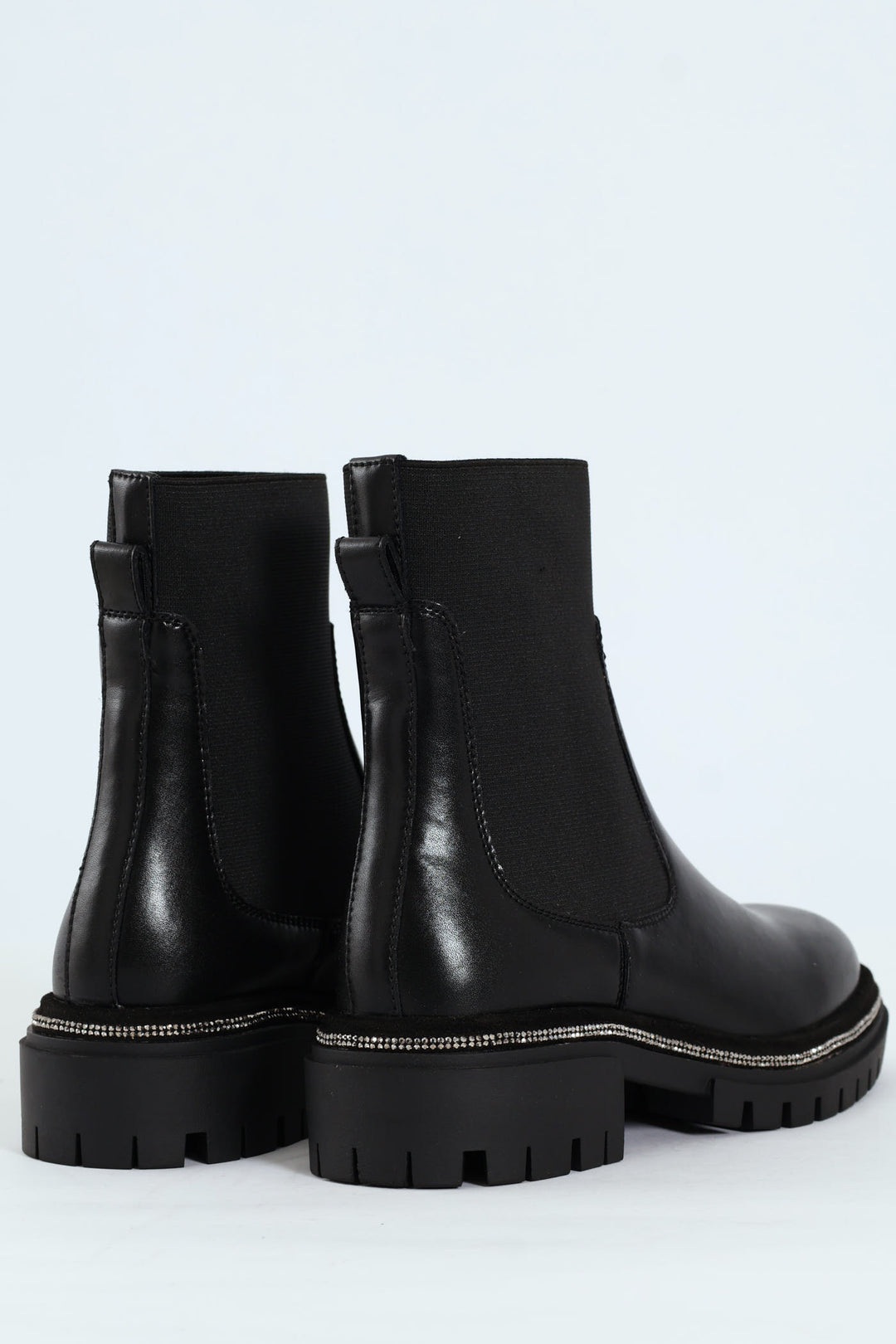 Offline Leather Knitted Sock Chelsea Boot - Black