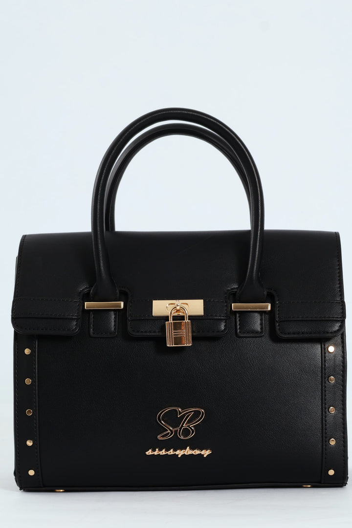 Handbag With Lock Detail - Black