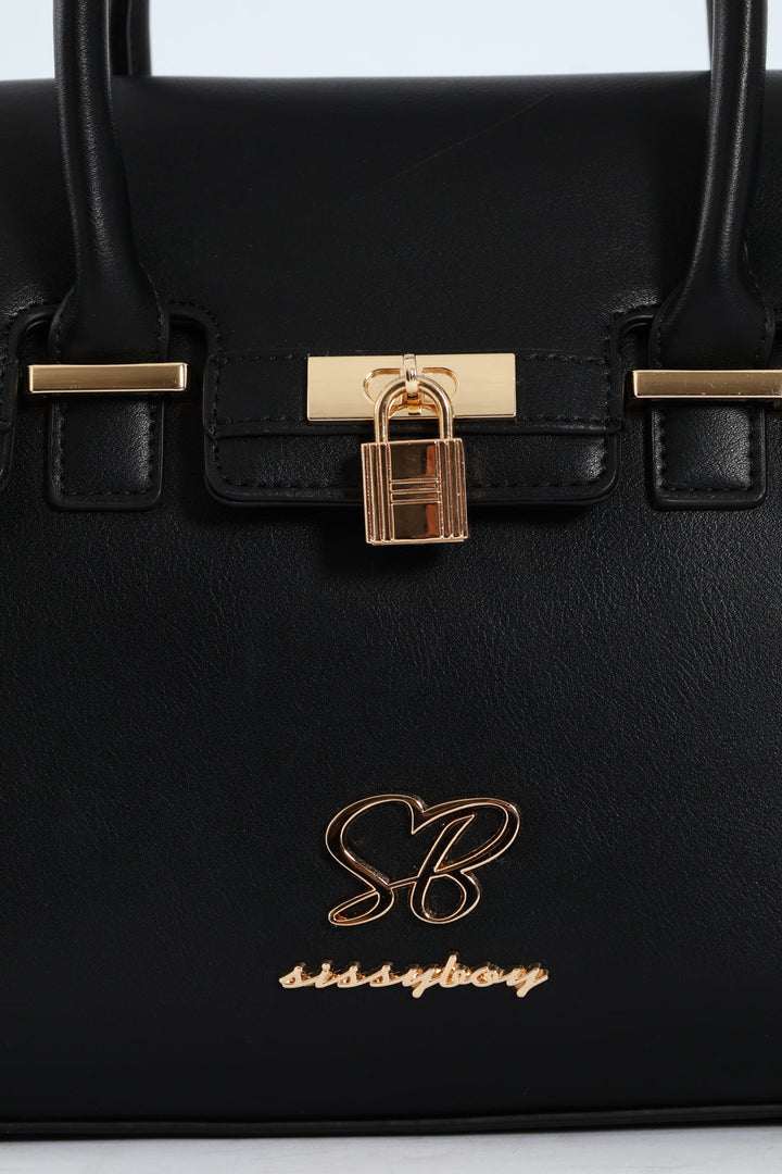 Handbag With Lock Detail - Black