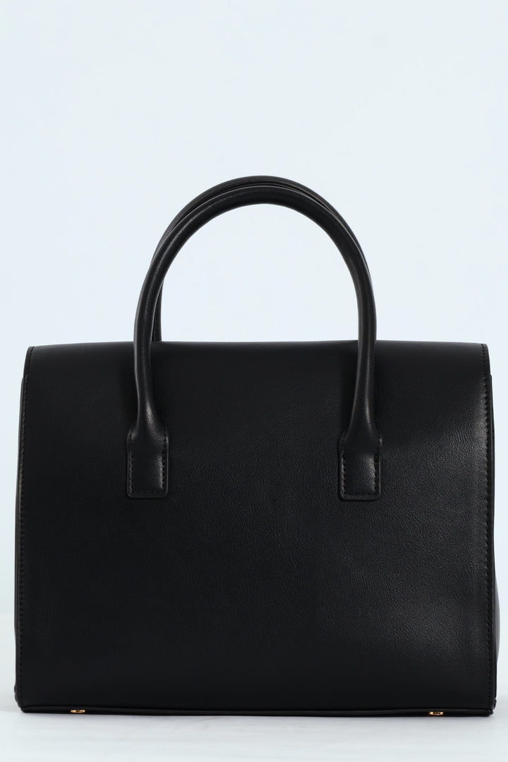 Handbag With Lock Detail - Black