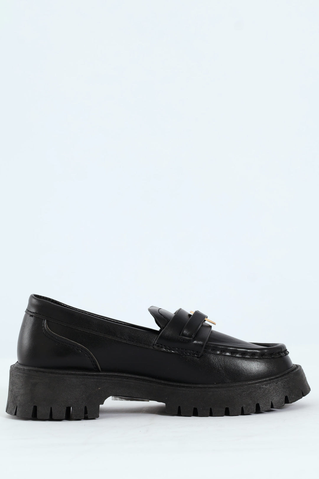 Girls PU Heart Loafer - Black