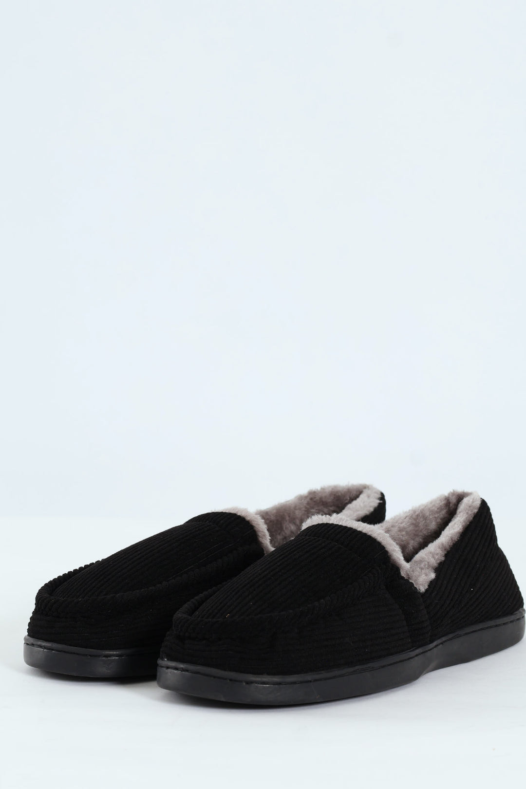 Corduroy Upper Closed Back Comfort Slipper - Black