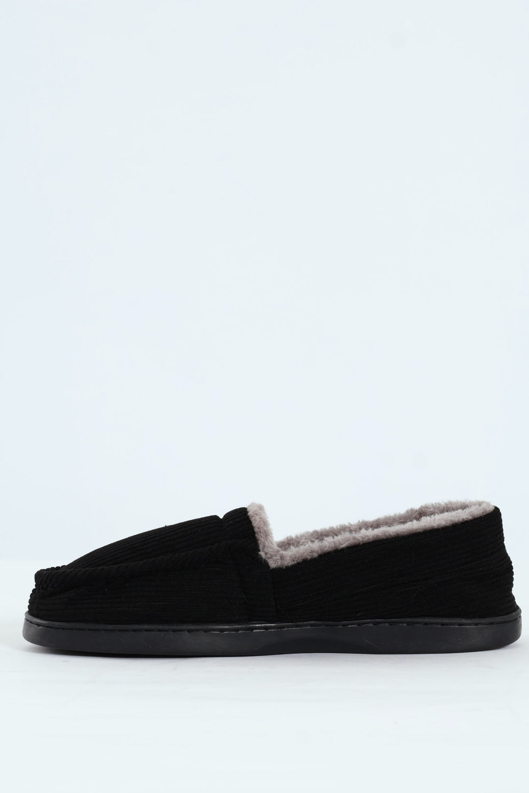 Corduroy Upper Closed Back Comfort Slipper - Black