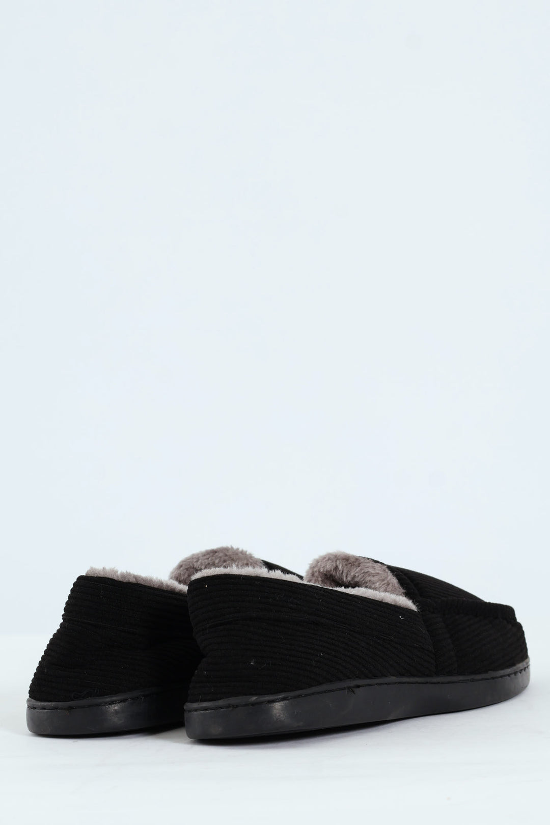 Corduroy Upper Closed Back Comfort Slipper - Black
