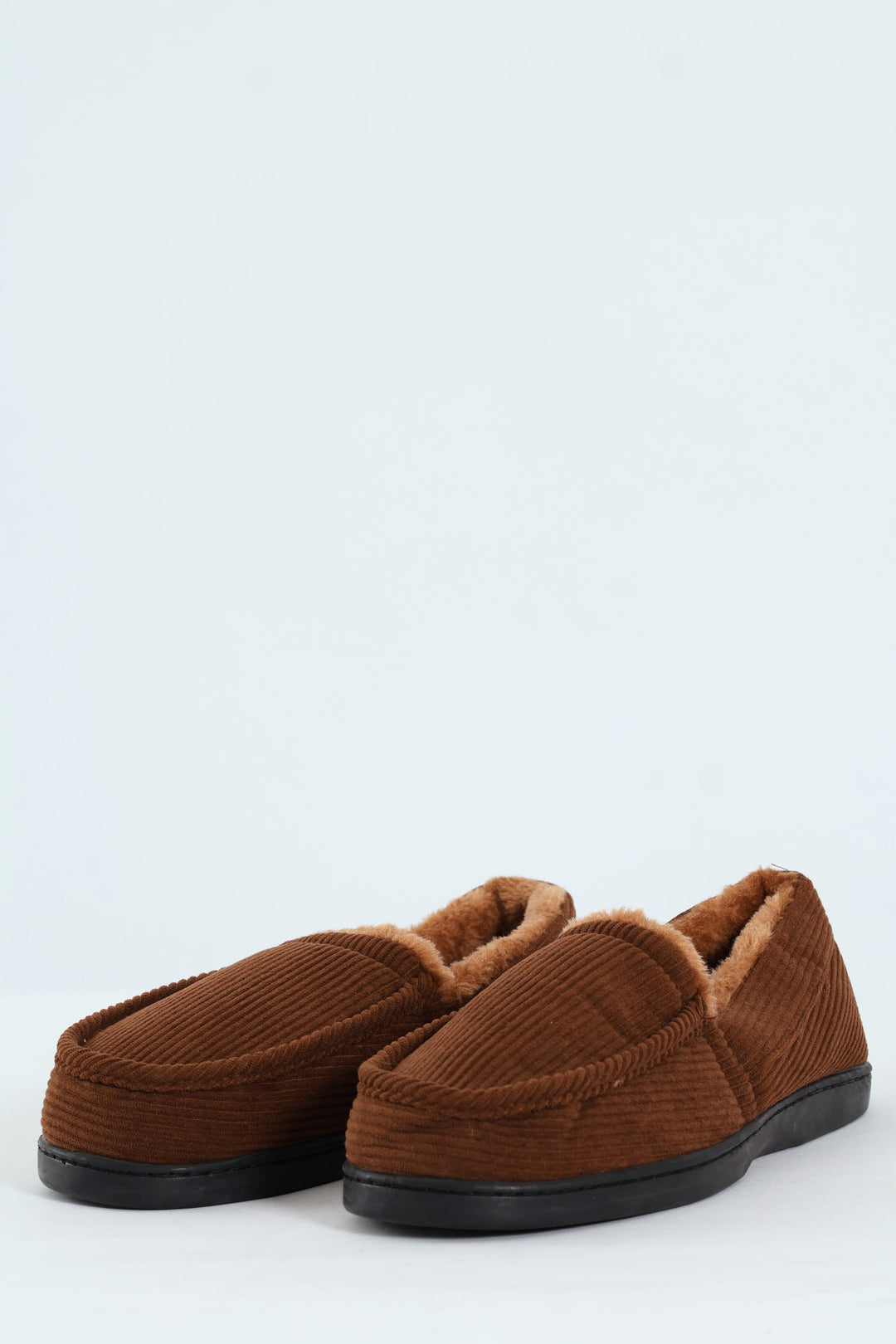 Corduroy Upper Closed Back Comfort Slipper - Brown