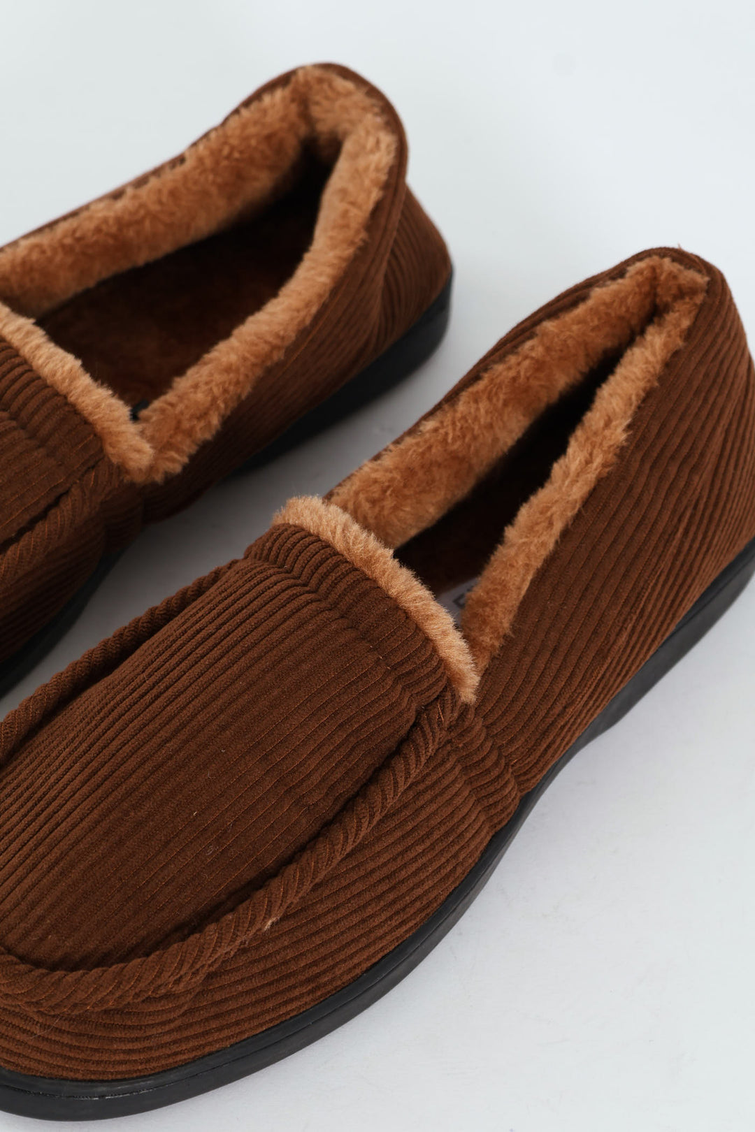 Corduroy Upper Closed Back Comfort Slipper - Brown