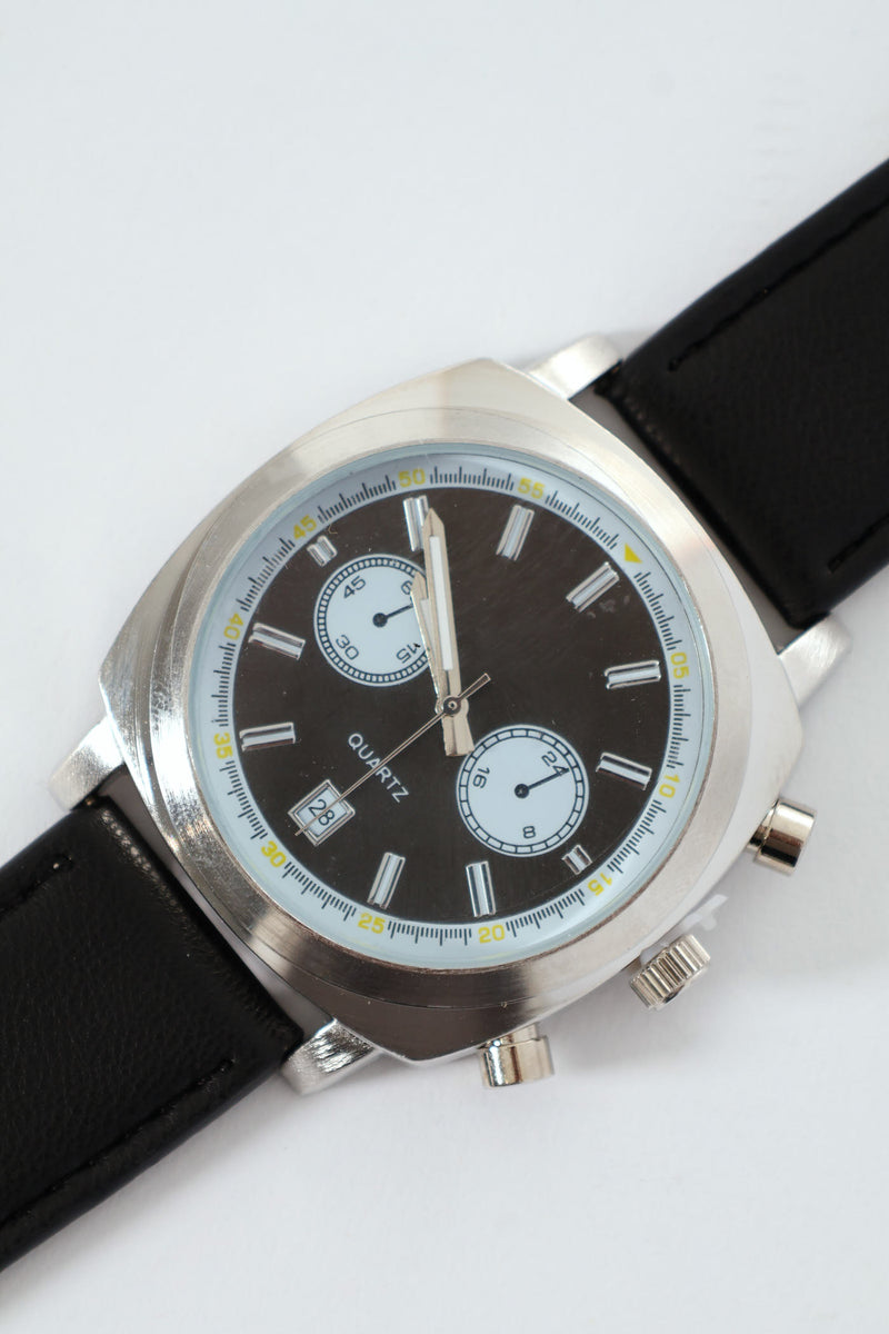 Square Face Watch - Black/Silver