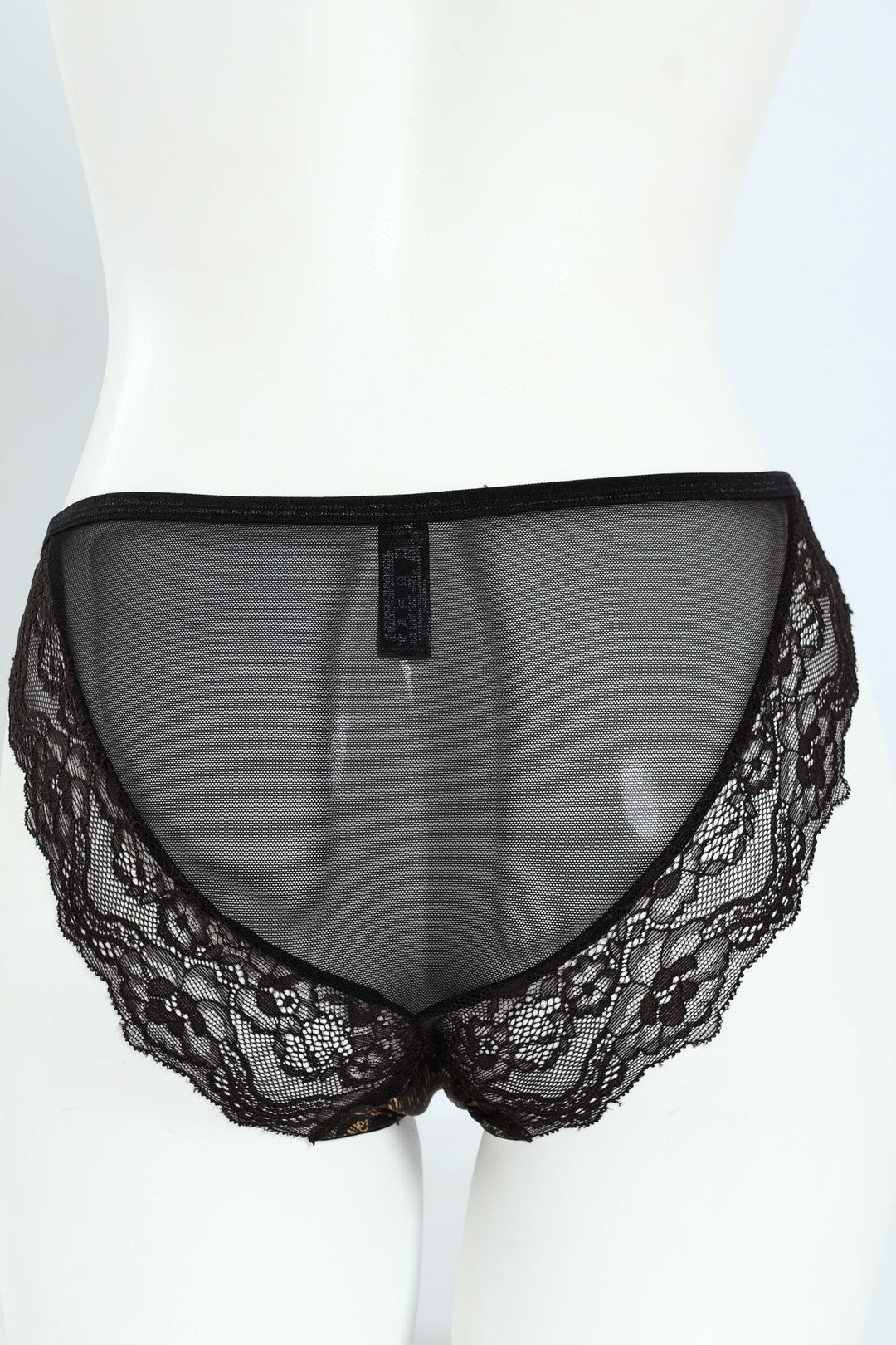 Leopard Print Microfibre & Lace Hi Cut Panty - Black