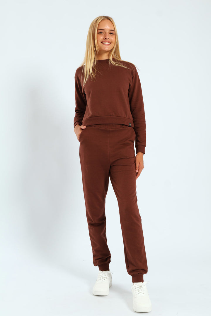 Girls Fleece Jogger - Brown