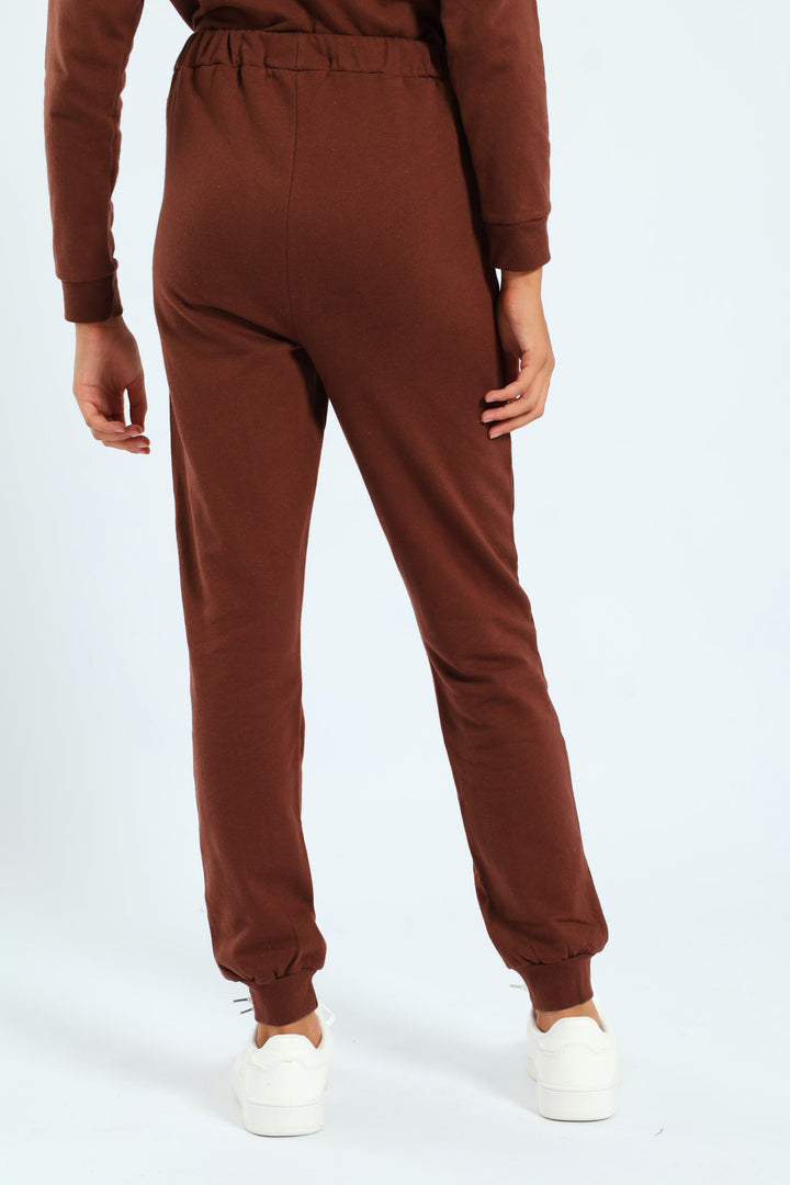 Girls Fleece Jogger - Brown