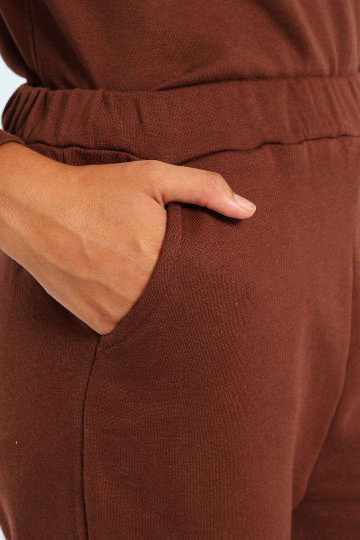 Girls Fleece Jogger - Brown