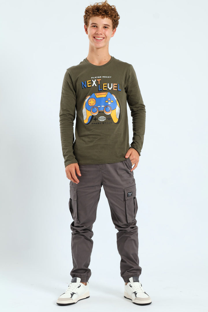 Boys Foil Gamer Long Sleeve Tee - Fatigue