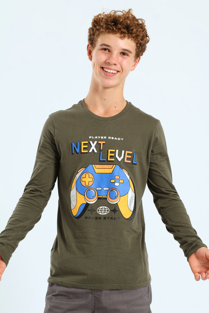 Boys Foil Gamer Long Sleeve Tee - Fatigue