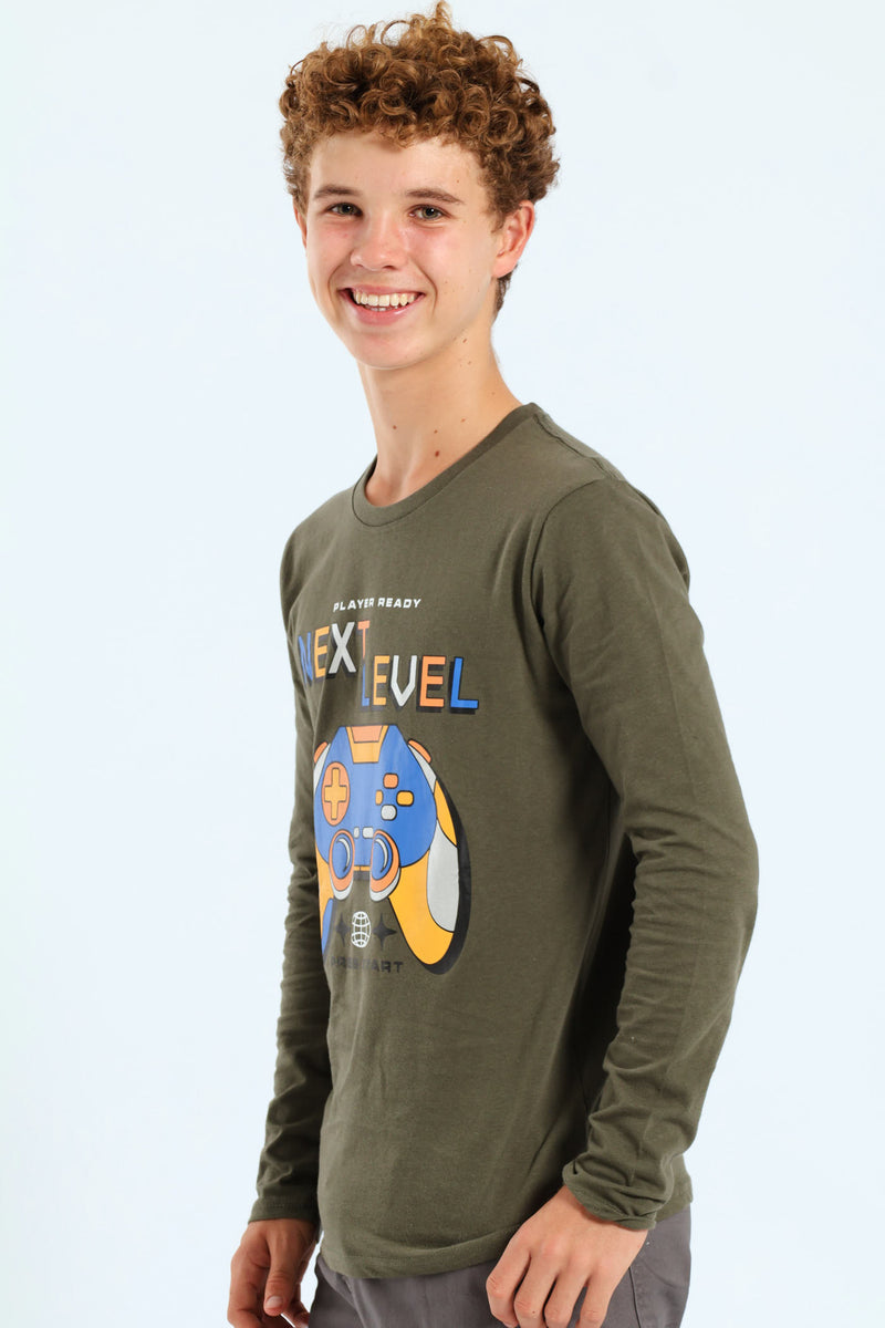 Boys Foil Gamer Long Sleeve Tee - Fatigue