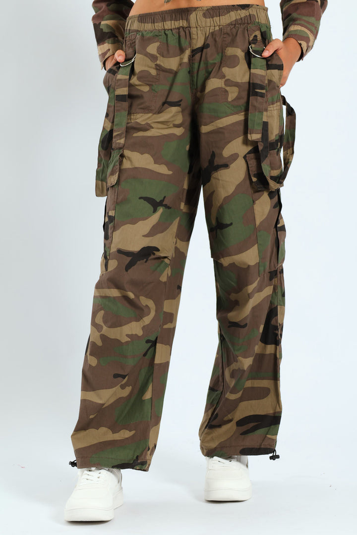 Girls Parachute Pants - Camo