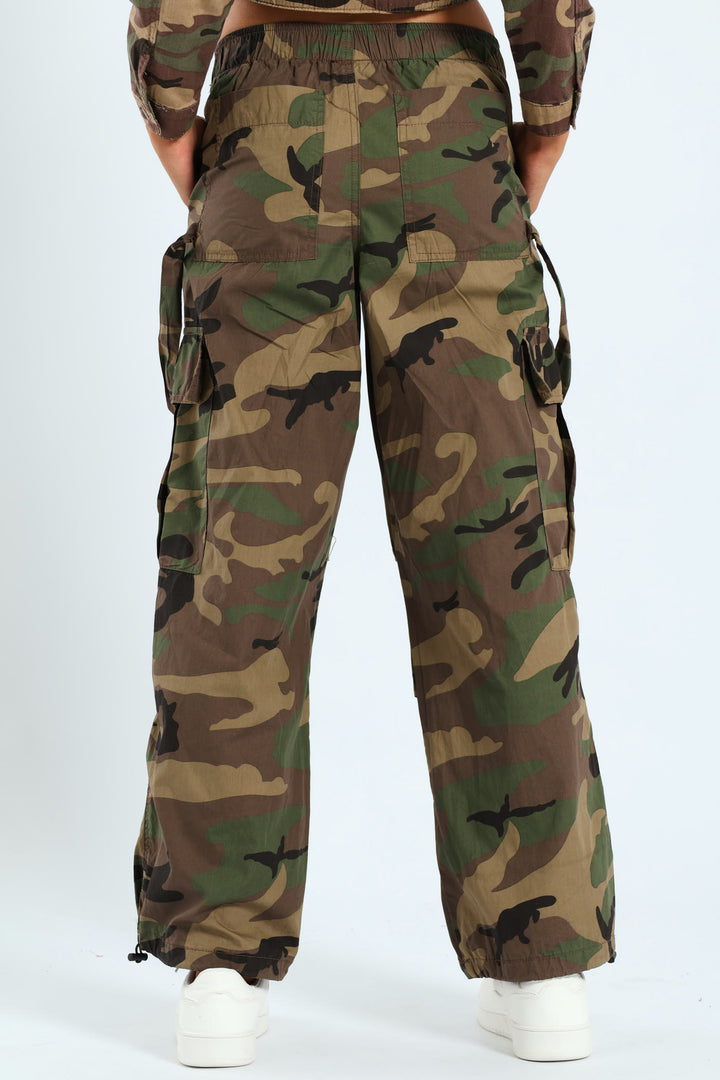 Girls Parachute Pants - Camo