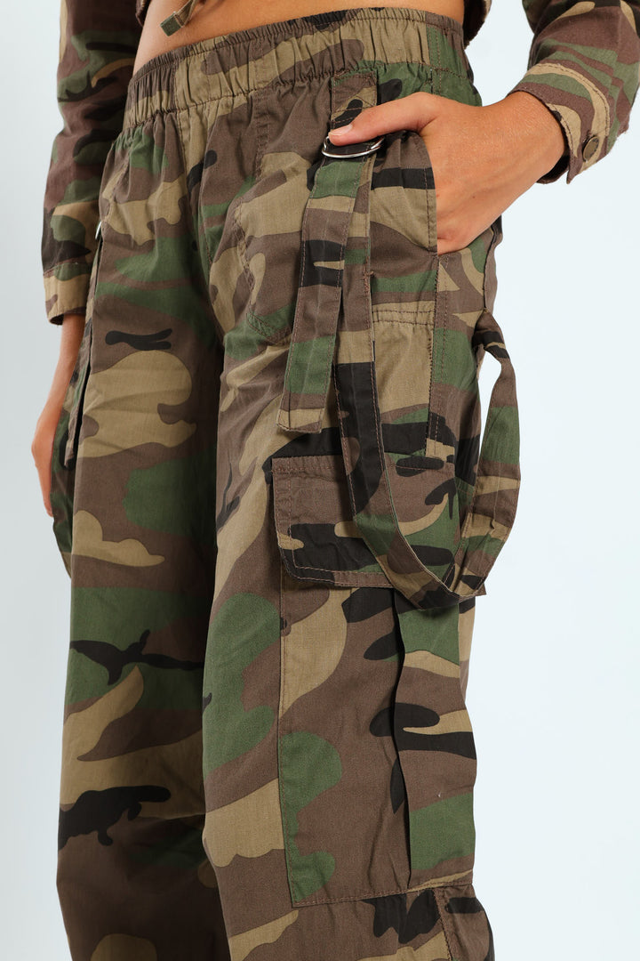 Girls Parachute Pants - Camo