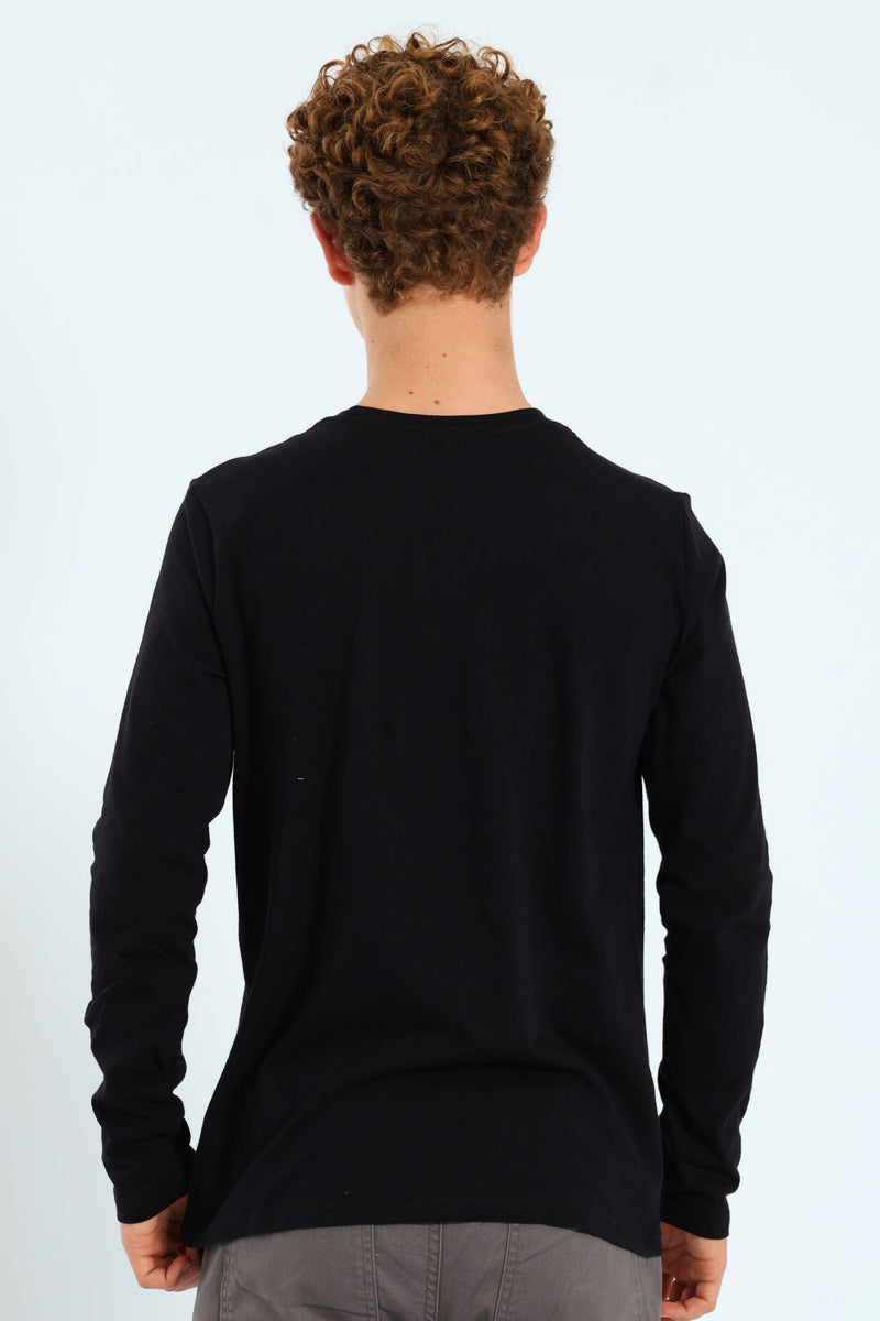 Boys Camo Print Long Sleeve Tee - Black