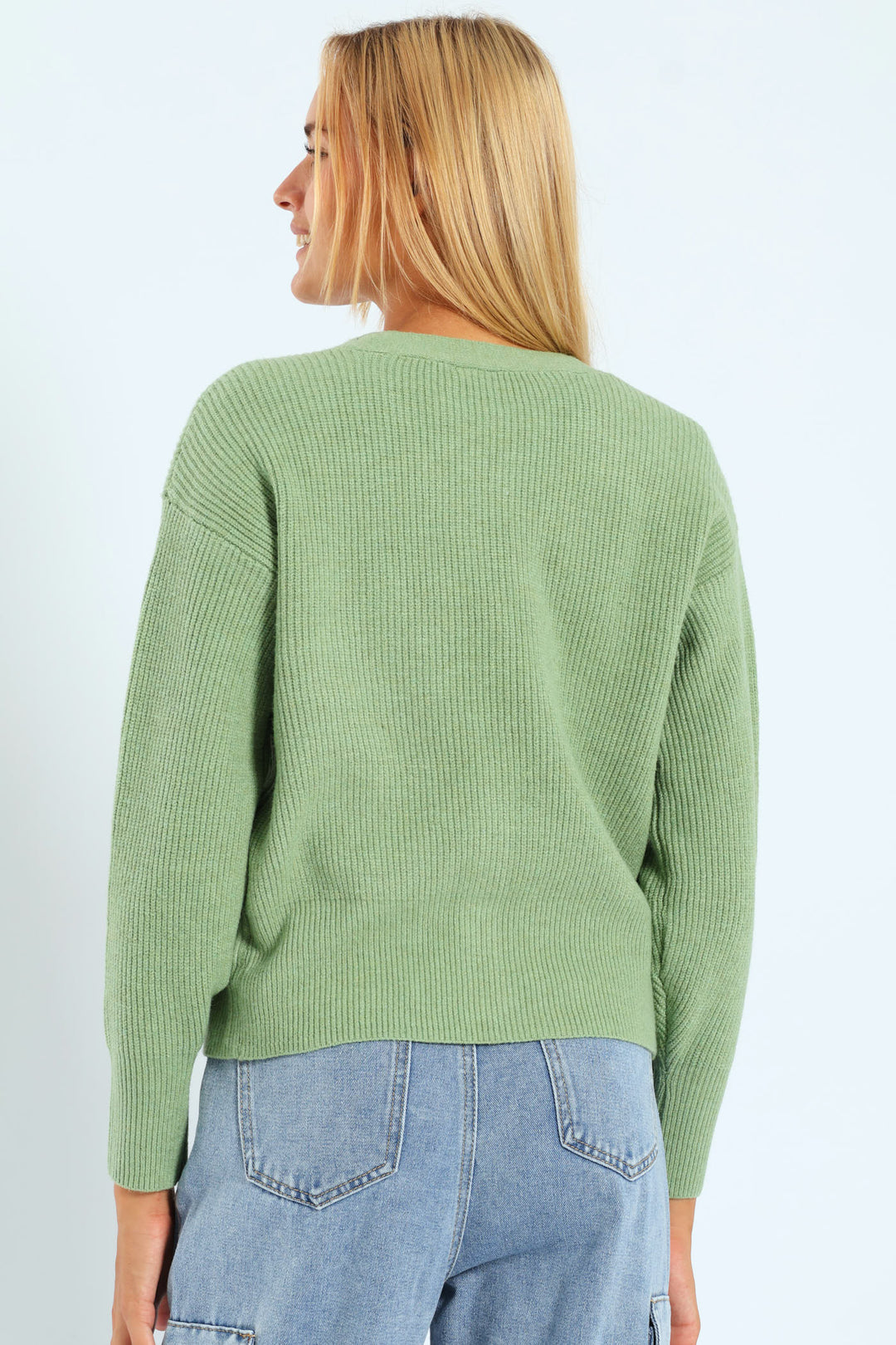 Girls Button Through Cardigan - Sage