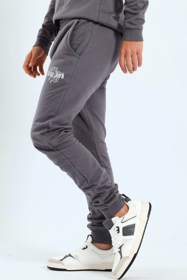 Boys City Print Jogger - Charcoal