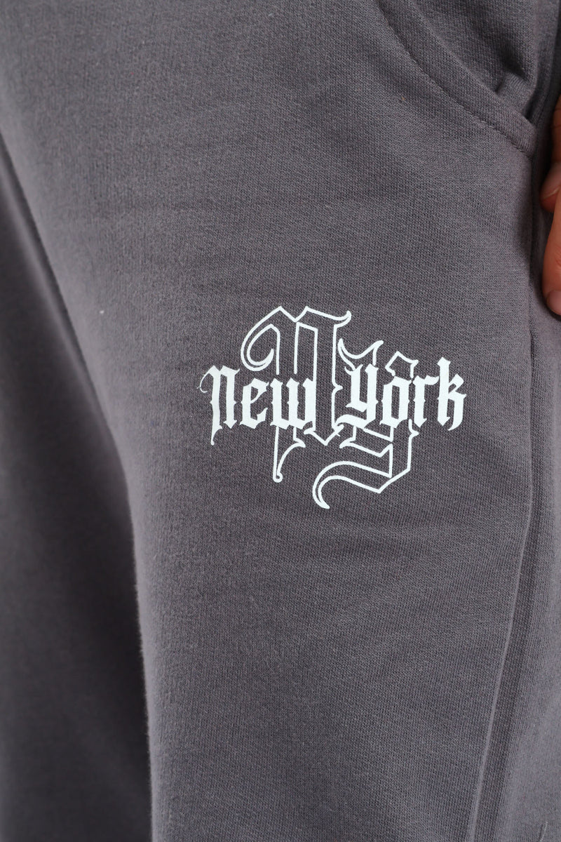 Boys City Print Jogger - Charcoal