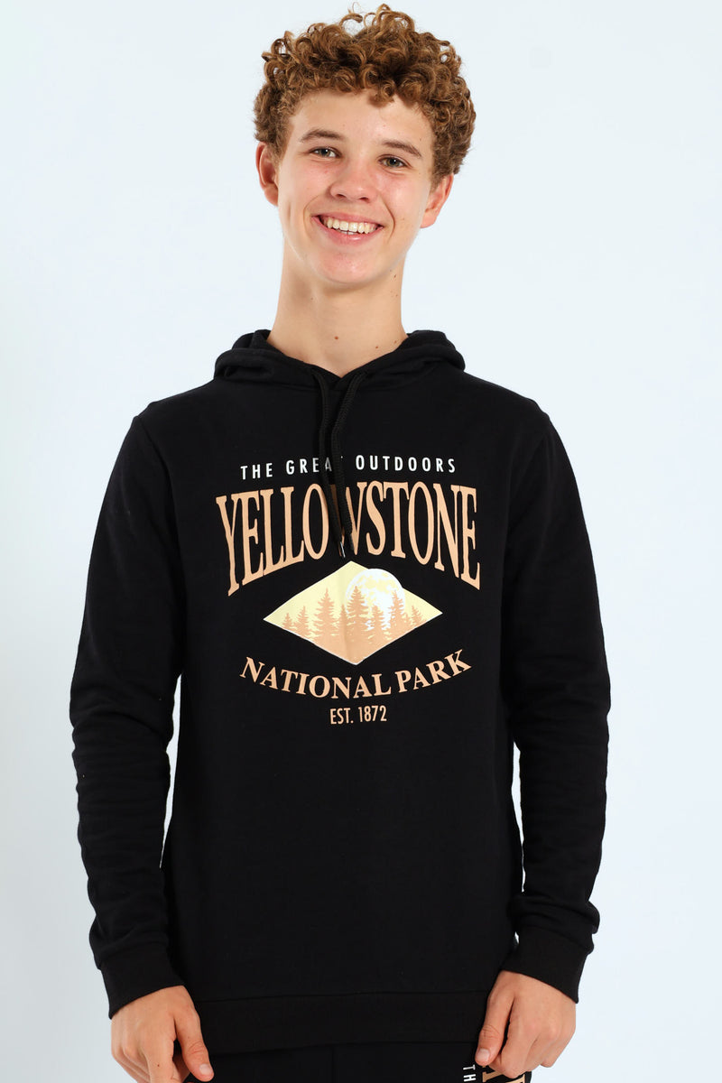 Boys Yellowstone Park Hoody - Black